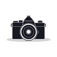 Vintage camera design with a sleek lens showcased against a minimalist background vector