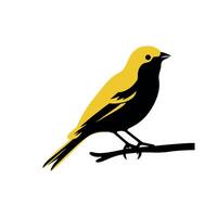 Bright yellow bird perched on a branch in a simple and elegant design vector