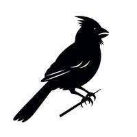 Black silhouette of a bird perched on a branch against a light background vector