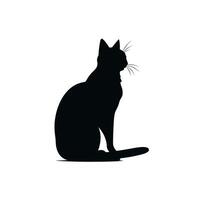 Silhouette of a sitting cat highlighting its graceful posture in a minimalist style vector