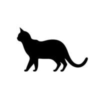 Black cat silhouette walking on white background in minimalistic design vector