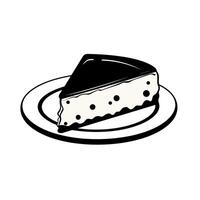 Delicious slice of cheesecake with chocolate topping served on a white plate vector