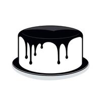 Moist chocolate cake with dripping ganache on a white plate vector