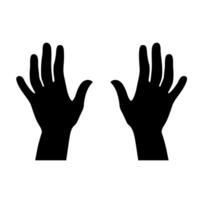 Two hands are raised with palms facing outward, illustrating an expression of surrender or openness vector