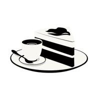 Enjoying a slice of chocolate cake with coffee in a cozy setting vector
