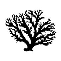 Black coral silhouette displayed against a white background emphasizing its intricate structure vector