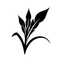 Artistic representation of stylized leaves and grass in black and white design vector