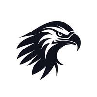 Eagle head silhouette showcasing fierce expression and dynamic feathers in black design vector