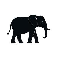 Black silhouette of an elephant walking against a light background vector