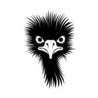 Emu head design featuring stylized feathers and bold facial features vector