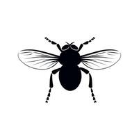 Detailed representation of a black flying insect with prominent wings and features vector