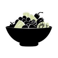 Fruit salad bowl filled with fresh fruits in a modern kitchen setting vector