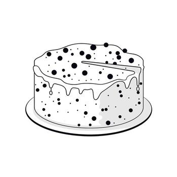 Cake with icing and colorful sprinkles displayed on a round plate in a bright setting vector