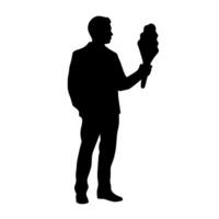 Man holding ice cream cone in silhouette against a light background vector