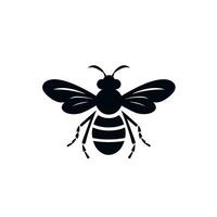 Black silhouette of a bee resting on a flat surface against a white background vector