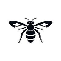 Black silhouette of a bee on a white background representing pollination and nature vector