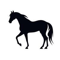 Silhouette of a horse walking gracefully across an open space in a minimalist style vector