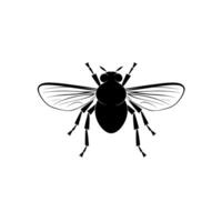 Black silhouette of a bee against a light background illustrating nature's pollinator vector