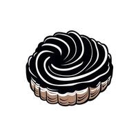 Delicious dessert featuring a spiraled chocolate and cream topping with a crumbly base vector