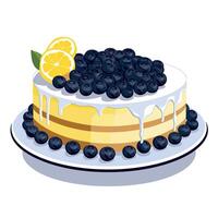 Delicious blueberry lemon cake with whipped cream ready to be served at a summer gathering vector