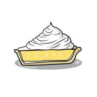 Delicious lemon meringue pie served with fluffy whipped cream on top vector