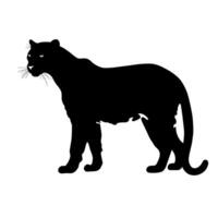 Black silhouette of a large cat standing tall against a plain background vector