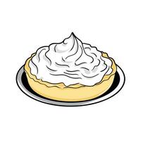 Delicious cream pie placed on a silver plate ready for serving at a dessert event vector