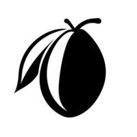 Silhouette of a fruit with leaves captured in minimalist style on a plain background vector
