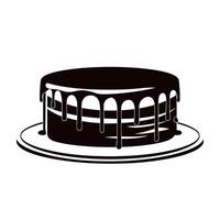 Chocolate cake with dripping ganache on a round plate in a simple design vector