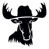 Moose wearing a hat with prominent antlers against a simple background vector