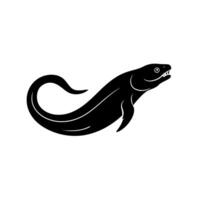 Unique black silhouette of a swimming eel showcasing its elongated form and distinctive features vector