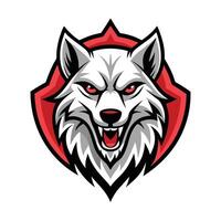 the head of a wolf is shown in the middle of a shield vector