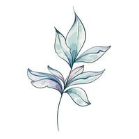 A graceful arrangement of watercolor leaves displays soft shades of blue and green. The artwork highlights the intricate details of each leaf, making it an ideal choice for creating calming atmospheres in home decor or graphic design projects. vector
