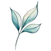Delicate watercolor artwork featuring green leaves with soft, flowing lines and a gentle color palette. The illustration captures the serene beauty of nature, emphasizing the intricate details of each leaf, creating a calming and fresh atmosphere. vector