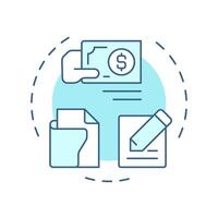 Journal entries soft blue concept icon. Cash flow, documentation. Business management. Round shape line illustration. Abstract idea. Graphic design. Easy to use in infographic, presentation vector