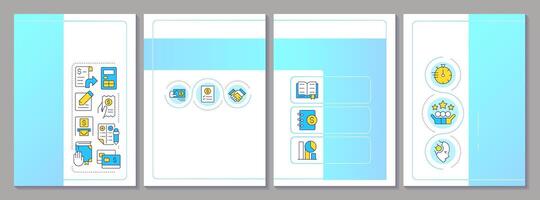 Financial close management brochure template. Leaflet design with linear icons. Editable 4 layouts for presentation, annual reports vector