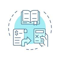 General ledger soft blue concept icon. Banking statement, calculation. Business, accounting. Round shape line illustration. Abstract idea. Graphic design. Easy to use in infographic, presentation vector