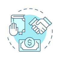 Liabilities soft blue concept icon. Business accounting, responsibility. Legislation, partnership. Round shape line illustration. Abstract idea. Graphic design. Easy to use in infographic vector