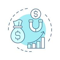 Revenues soft blue concept icon. Income growth, business profit. Statistics, metrics. Round shape line illustration. Abstract idea. Graphic design. Easy to use in infographic, presentation vector