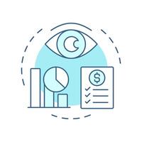 Financial statement review soft blue concept icon. Accounting monitoring, control. Round shape line illustration. Abstract idea. Graphic design. Easy to use in infographic, presentation vector