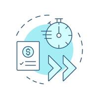 Expedite financial reporting soft blue concept icon. Time management, workflow. Round shape line illustration. Abstract idea. Graphic design. Easy to use in infographic, presentation vector