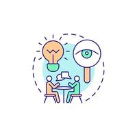 Qualitative research multi color concept icon. Data collecting. Interview, communication. Round shape line illustration. Abstract idea. Graphic design. Easy to use in infographic, presentation vector
