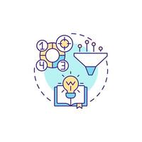 Grounded theory multi color concept icon. Data filtering. Research methodology. Round shape line illustration. Abstract idea. Graphic design. Easy to use in infographic, presentation vector