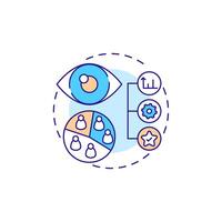 Descriptive research multi color concept icon. Statistical metrics, market. Monitoring, control. Round shape line illustration. Abstract idea. Graphic design. Easy to use in infographic, presentation vector
