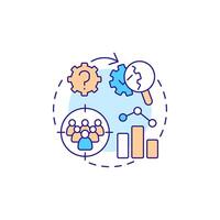 Causal-comparative research multi color concept icon. Target audience, statistical metrics. Round shape line illustration. Abstract idea. Graphic design. Easy to use in infographic, presentation vector