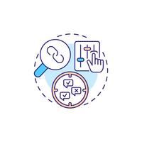 Correlational research multi color concept icon. Statistics, monitoring. Data collecting. Round shape line illustration. Abstract idea. Graphic design. Easy to use in infographic, presentation vector