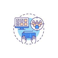 Online surveys multi color concept icon. Target audience. Questionnaire, feedback. Round shape line illustration. Abstract idea. Graphic design. Easy to use in infographic, presentation vector