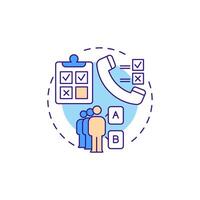 Telephone surveys multi color concept icon. Participants feedback, questionnaire. Round shape line illustration. Abstract idea. Graphic design. Easy to use in infographic, presentation vector