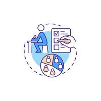 Paper surveys multi color concept icon. Research method. Documentation, questionnaire. Round shape line illustration. Abstract idea. Graphic design. Easy to use in infographic, presentation vector