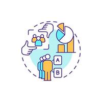 Focus groups multi color concept icon. Target audience, participants. Marketing, statistics. Round shape line illustration. Abstract idea. Graphic design. Easy to use in infographic, presentation vector
